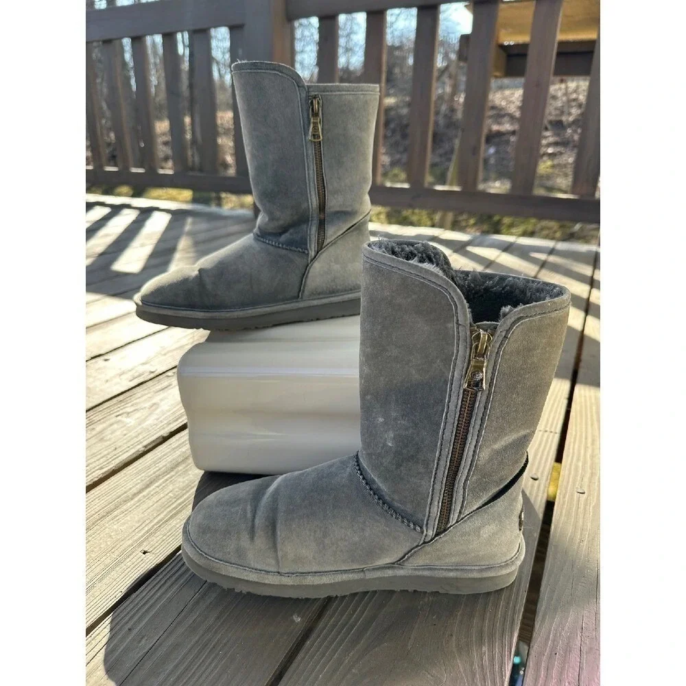 LAMO Suede Boots Winter‎ Gray Leather Faux Fur Lined Women's Size 9